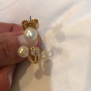 J Crew pearl and diamond post earrings